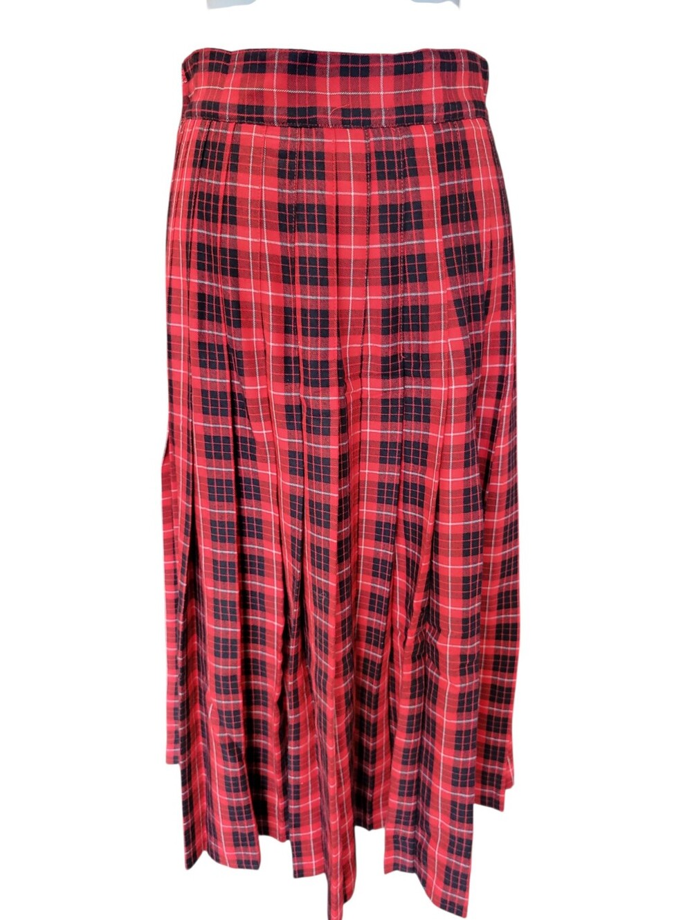 Vintage Chaus Red Plaid Pleated Maxi Skirt - Picture 5 of 9